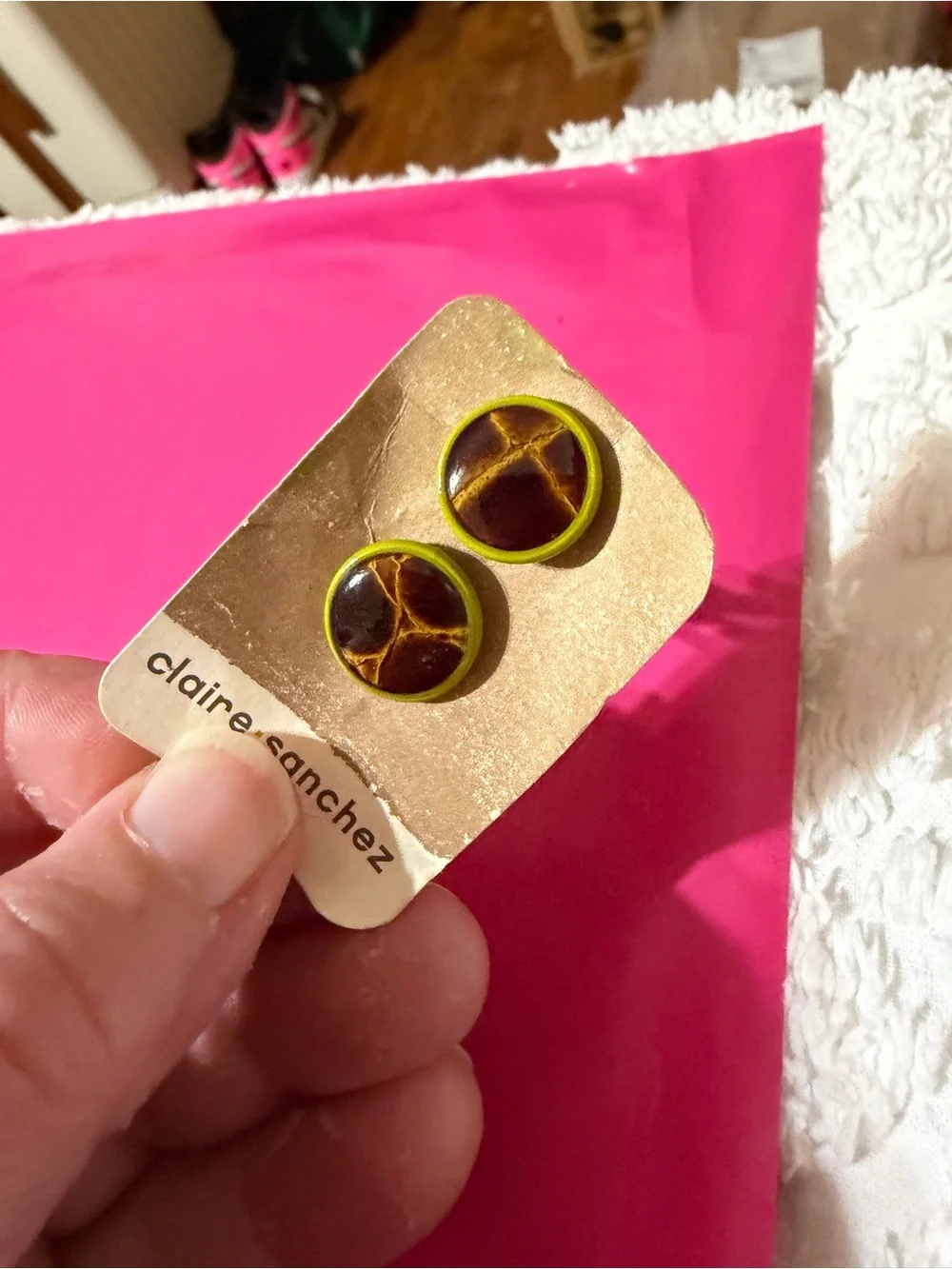 Cuff Links Olive and Brown Stone Dome Cuff links- Claire·Sanchez Designer